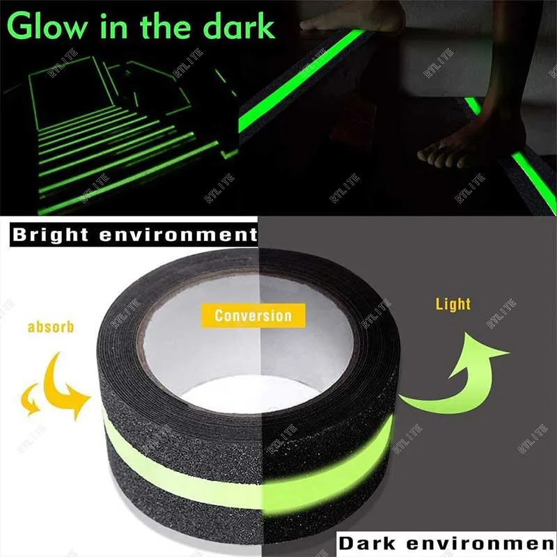 luminous friction stair photoluminescent non-slip invisible tread stairs tapes clear floor anti-slip anti-slip resistant tapes