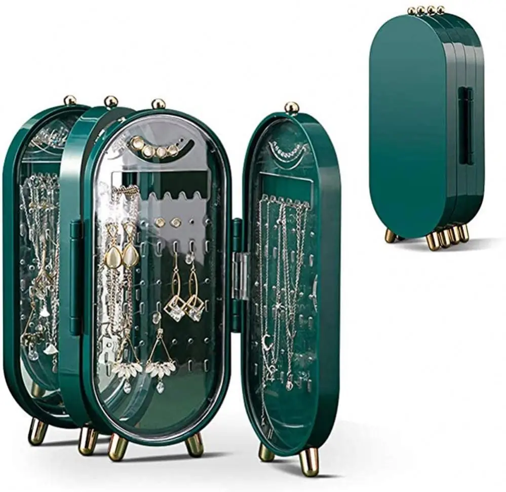 Jewelry Storage caseEarrings Display Stand Bracelet Necklace Organizer Foldable Portable Plastic Box 4 Doors 240 Holes Large