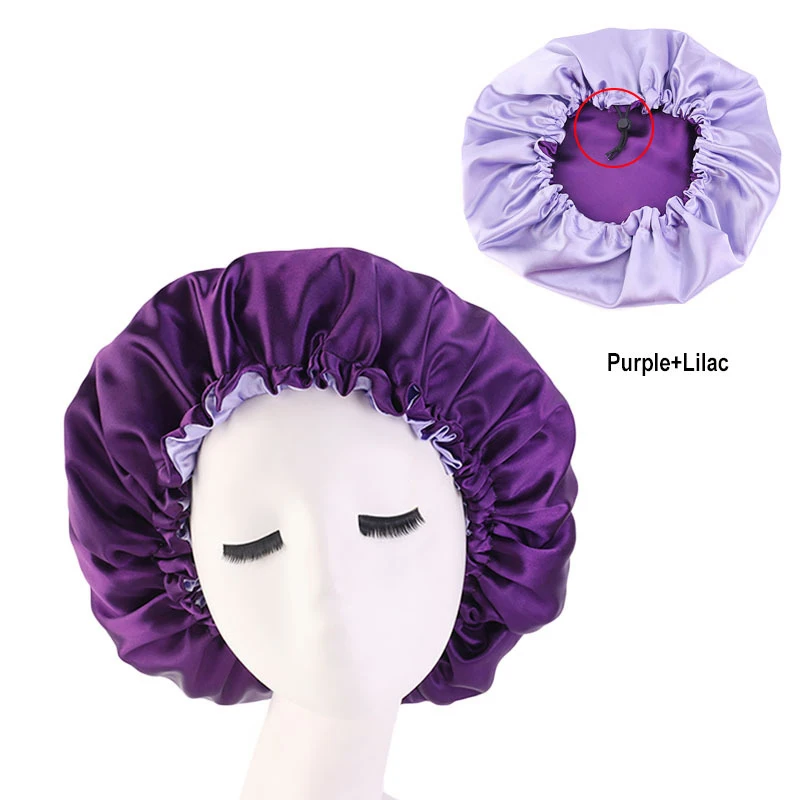 wholesale custom logo Double Layer satin silk  high quality hair bonnet Female  Women Printing sleeping hat