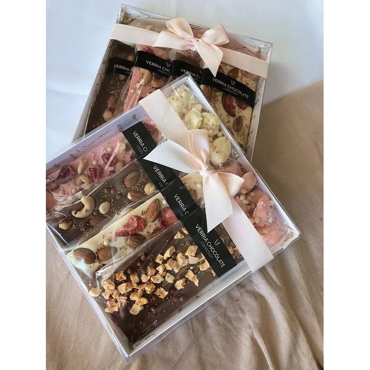 Luxury Clear Window Bonbons Truffle Bar Sweet Candy Dessert Paper Packaging Carton Custom Premium Chocolate Strawberry Box