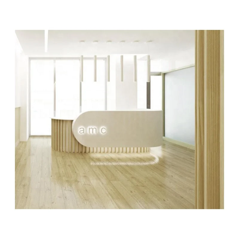 Healthcare Hospital Front Desk Interior Design Customised Wood White Corian L Shape Front Desk Hospital Nurse Station Front Desk
