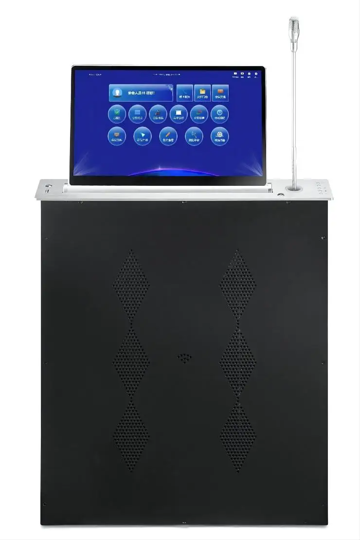 YARMEE 15.6 inch ultra thin hidden supporting microphone and touch screen paperless conference room LCD monitor lift