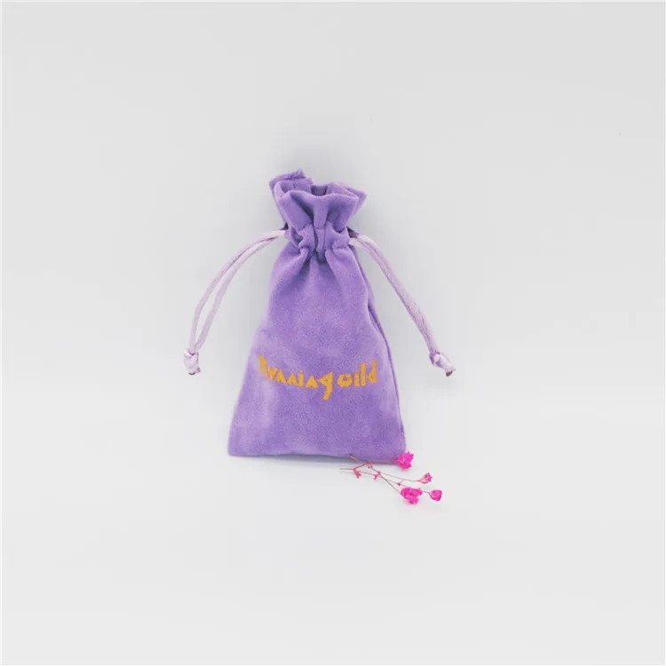 Custom Logo Cosmetic Packaging Printed Velvet Draw String Bags