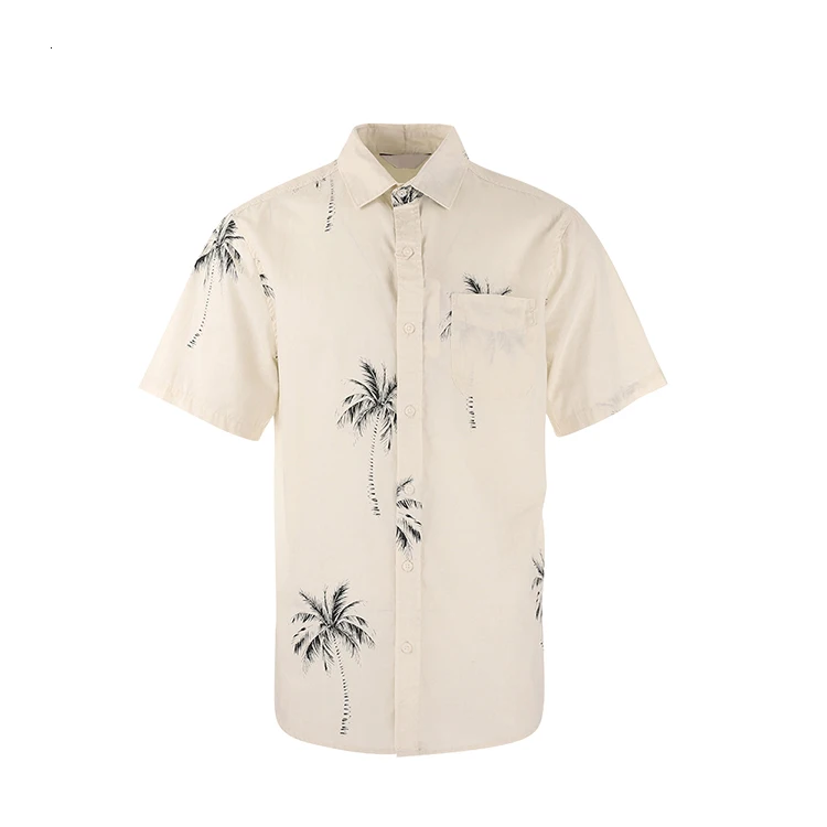 2022 Summer Hot Sale Hawaiian Shirt For Men Custom Logo Soft Breathable Aloe Pattern 100% Cotton Short Sleeve Shirts For Men