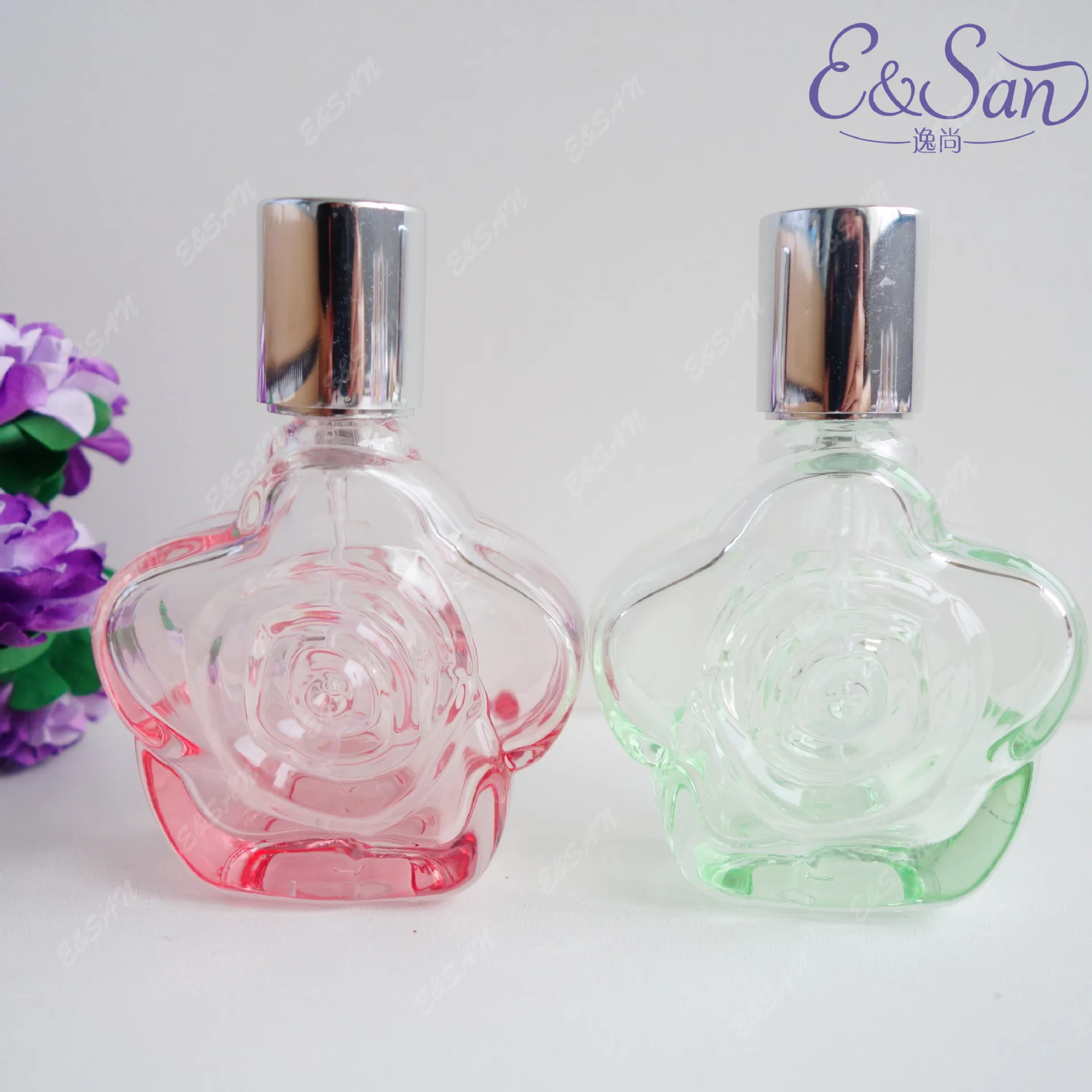 PT106 30ML Wholesale Colored Rose Flower Glass Refill Empty Perfume Atomizer Spray Bottle