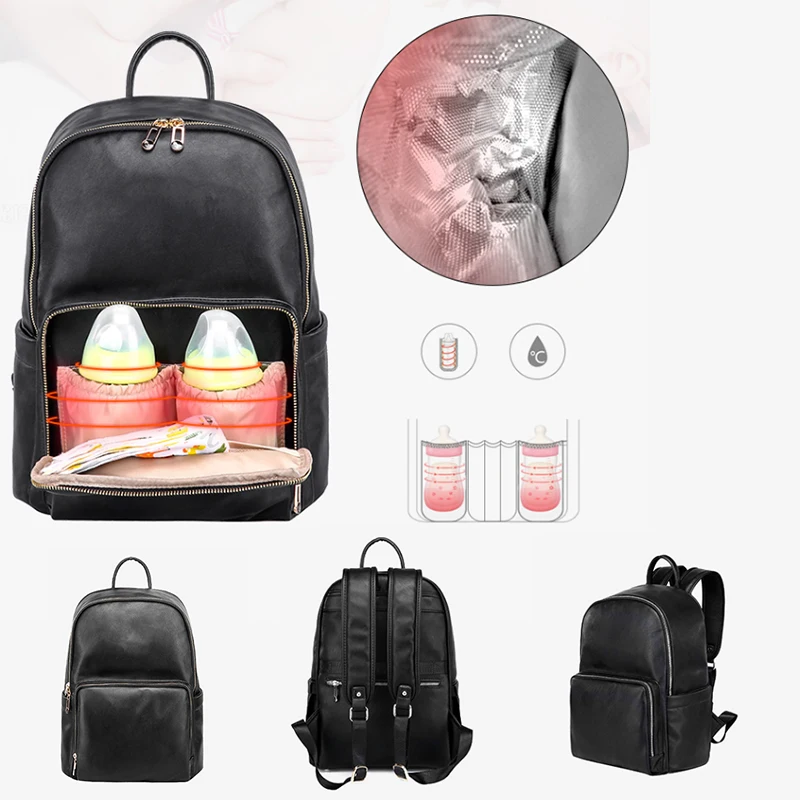 
Factory Custom Branded Design Micro Fiber Plain Diaper Backpack Travel Mummy bags with Insulated Bottle and Changing Nappy 