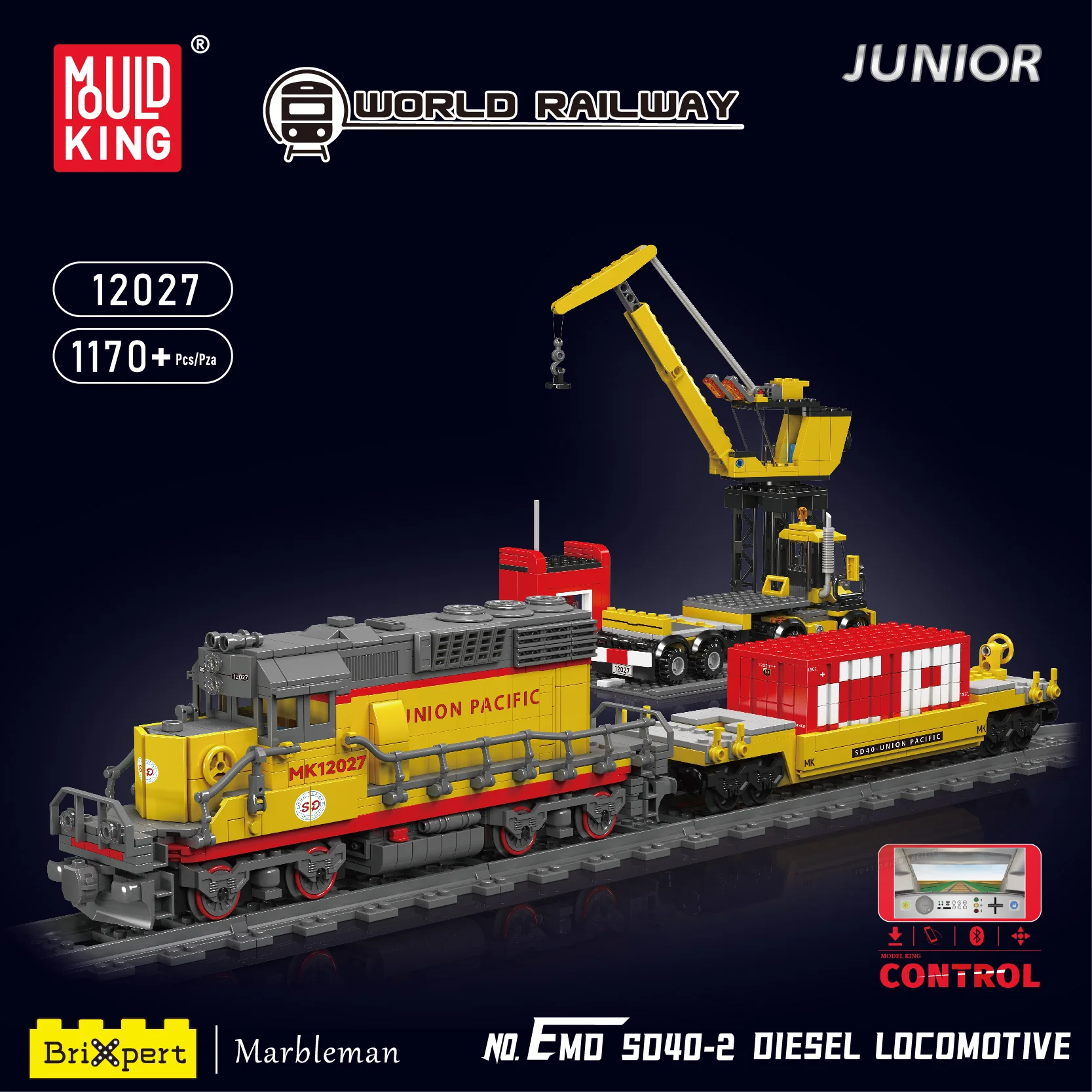 Mould King 12027 Motorized EMD SD40-2 Express Train Model Trains Blocks High Quality Good Price Block Educational Toys