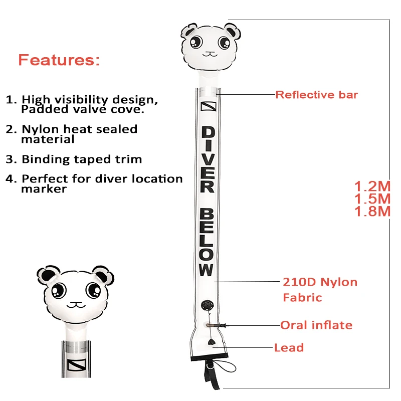 China Factory Supply High Visible Panda Shape Inflatable Diving SMB Surface Marker Buoy