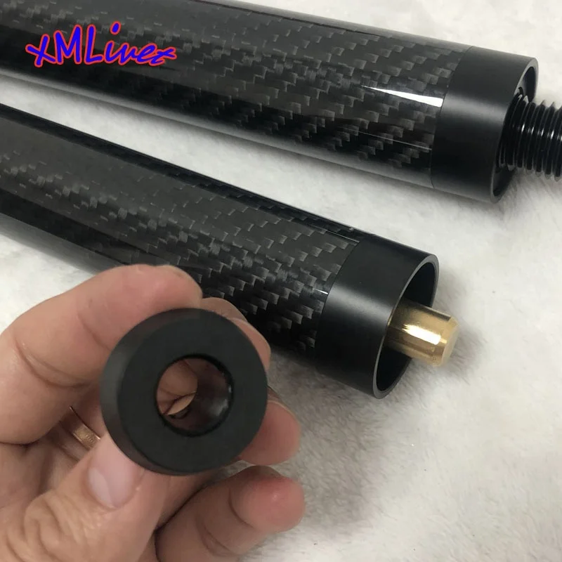 Customized xmlivet 12inch carbon Pool cue extensions with bumper for Longoni cues 9 ball cue extenders Billiard accessories