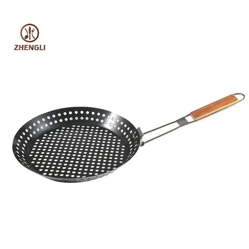 Pizza Grill Pan 100% Non-Stick Homemade Pizza Pan with Holes, Extra High Side Walls and Removable Handle for Easy Grilling