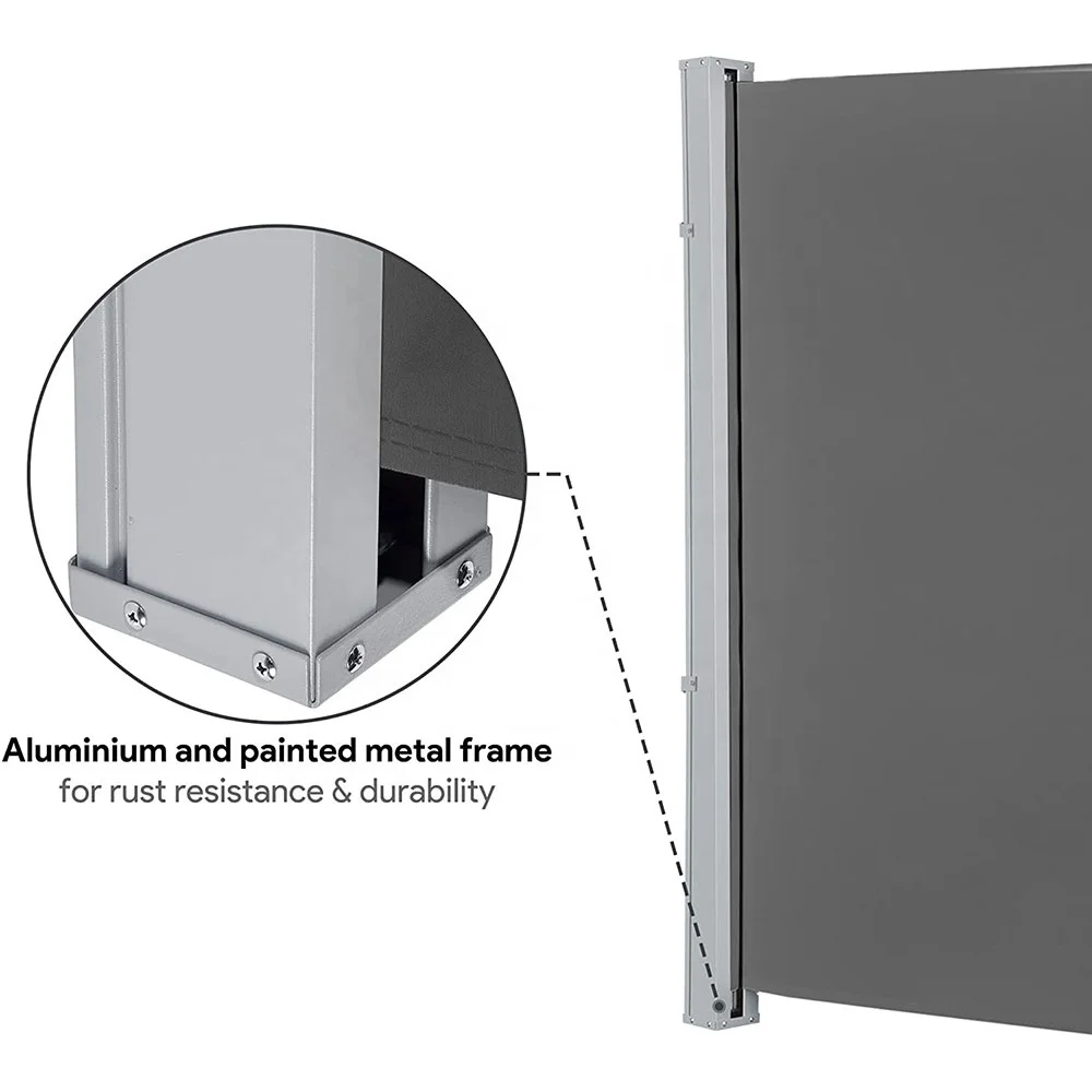 VERTAK Outdoor Patio Waterproof Aluminum Privacy Wind Screen Folding Retractable Side Awning
