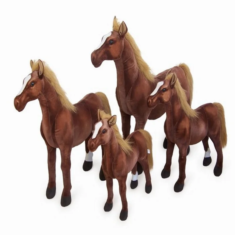 hot selling realistic stuffed brown horse plush toy lifelike plush standing brown horse stuffed animal toy