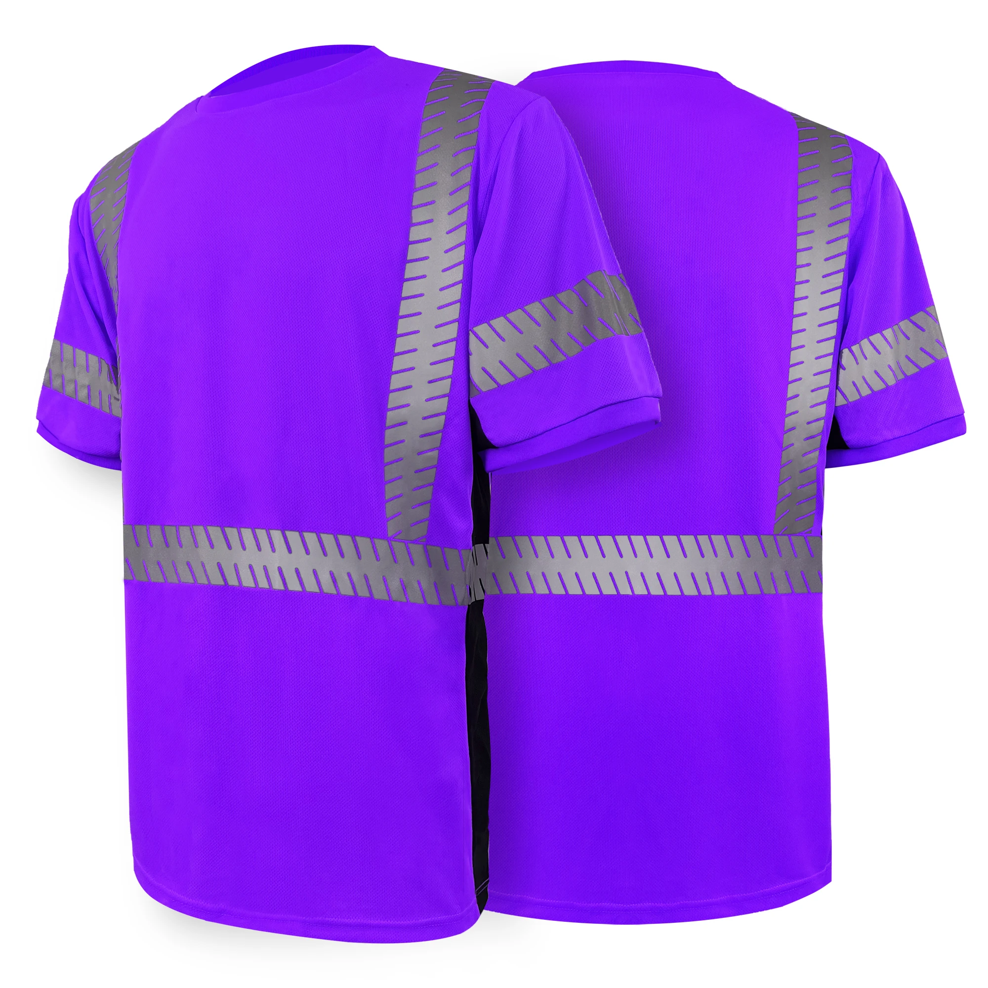 Best Seller high visibility heat transfer reflective tape Safety Shirt wholesale bird eye fabric violet Safety T Shirt