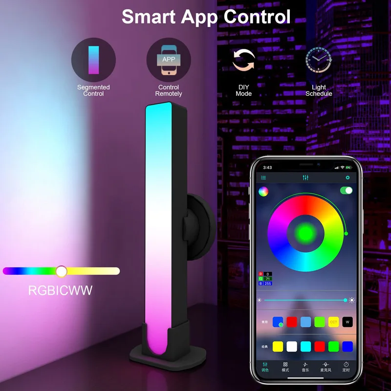 rgb gaming music sync ambiance light app control rhythm lights smart flow ambient led light bar