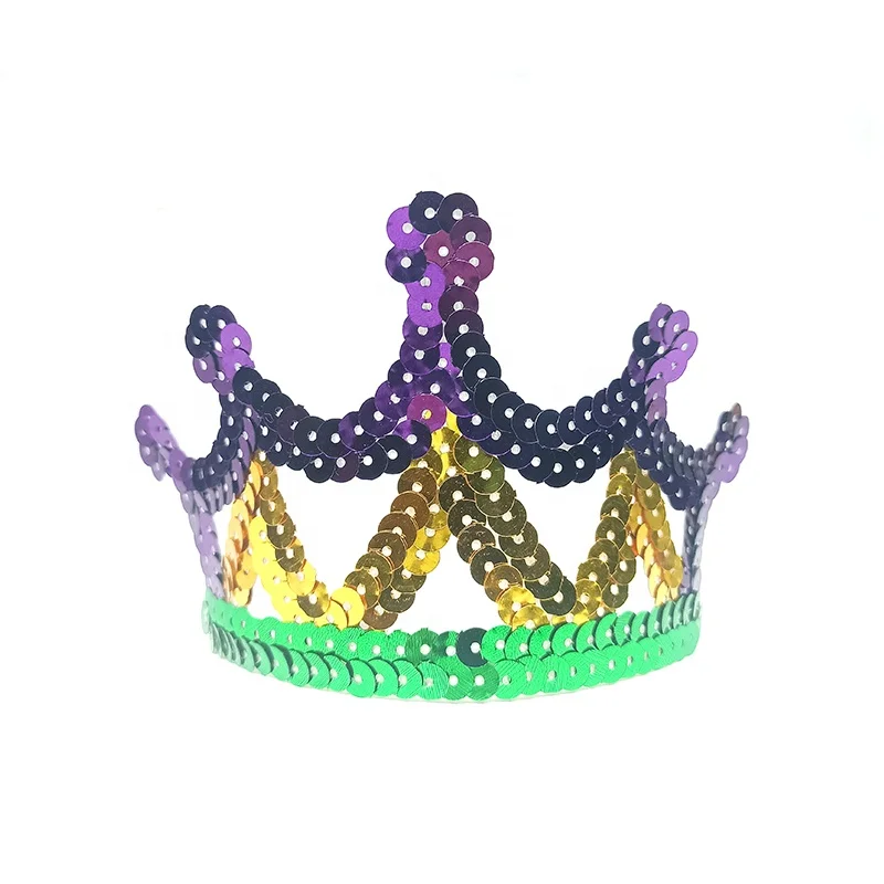 Mardi Gras Sequin Tiara Carnival Party Headband Girl Costume Crown Purple Gold Green Mardi Gras Accessory