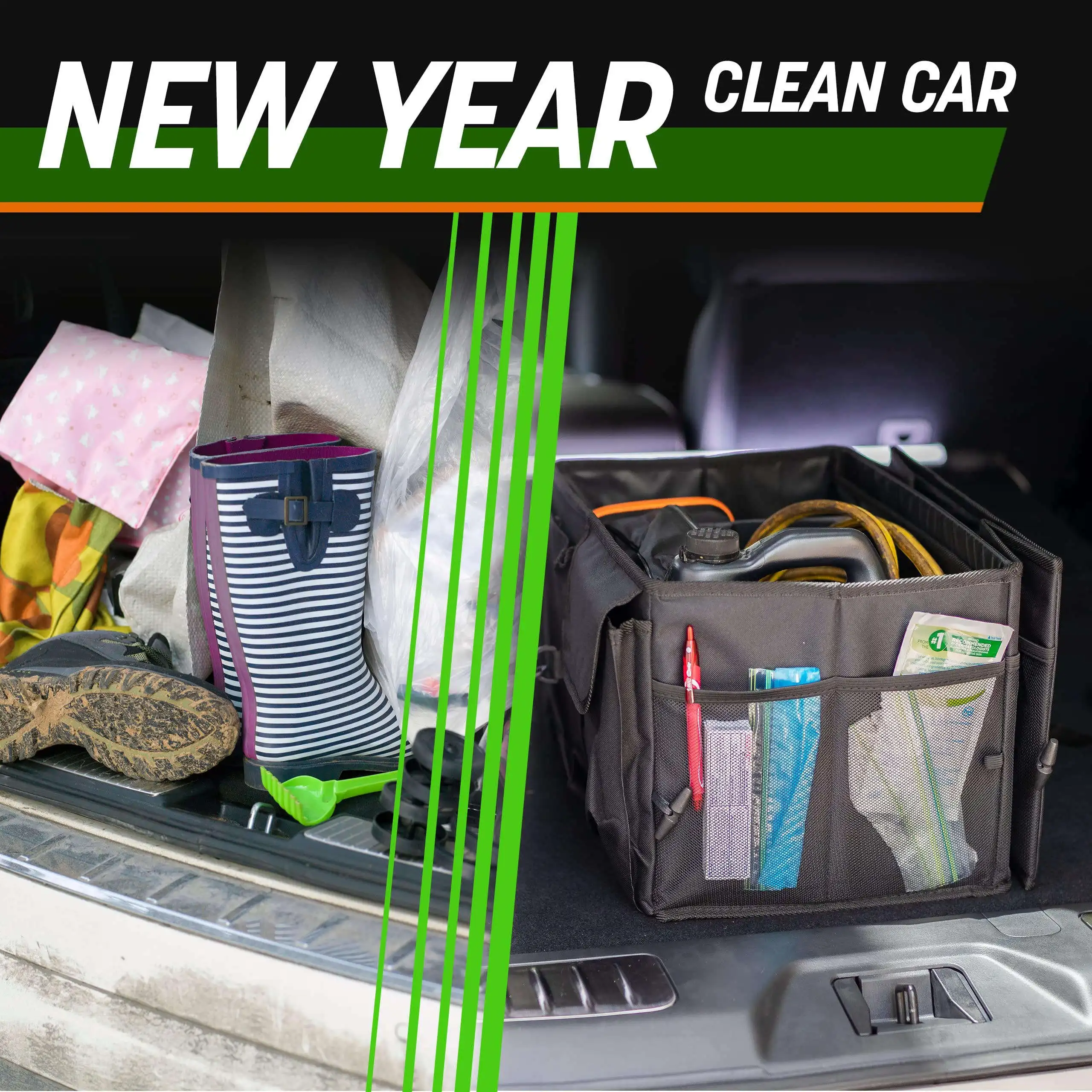Custom Collapsible Auto Car Trunk Organizer Multi-Compartment SUV Car Organizer for Storage Truck & Car Accessories