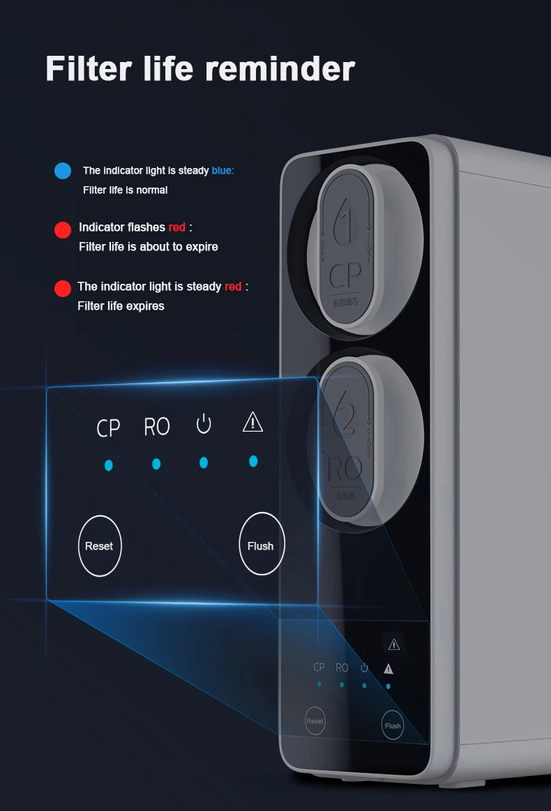 Clear Tds Value Smart Faucet Home Undersink Reverse Osmosis Water Filter System RO Water Purifier RO For Home Drinking