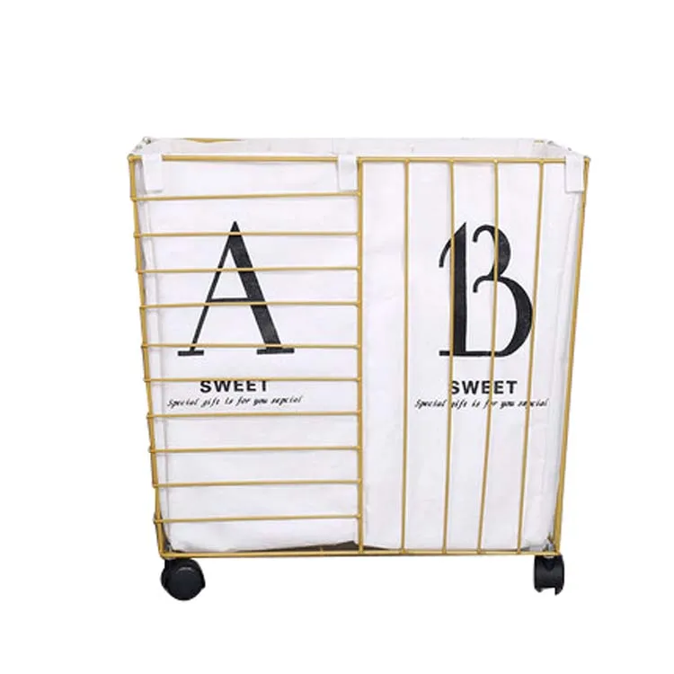 Household  AB Part Laundry Basket Hamper Mesh Storage  Metal Storage Sort Basket
