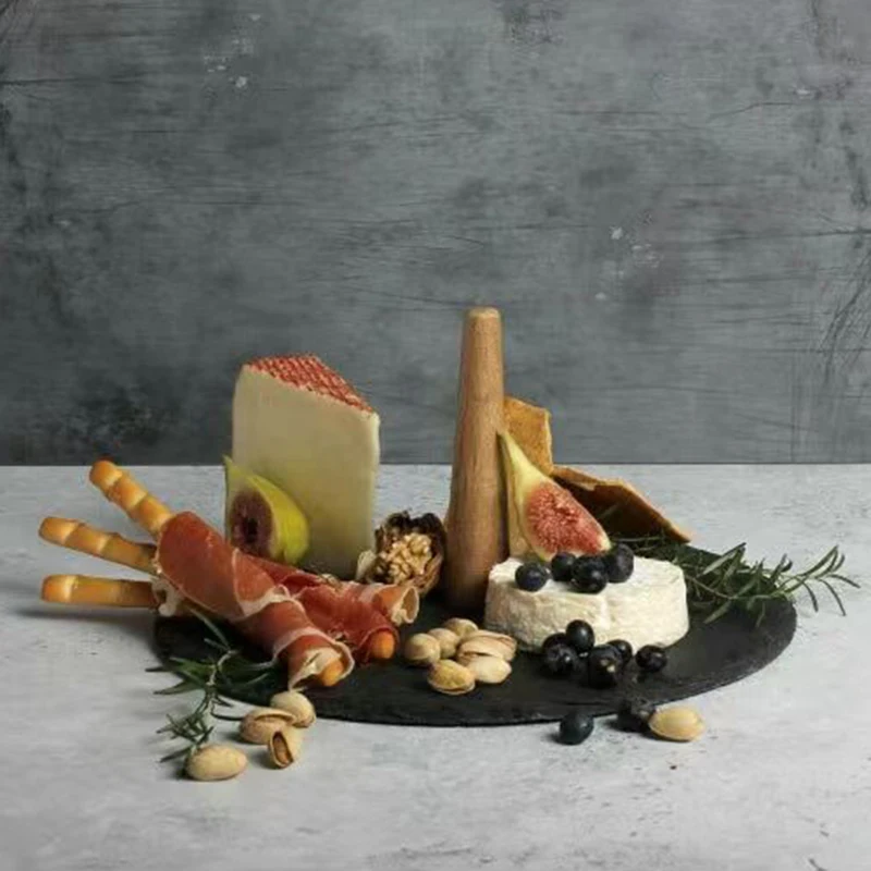 Top sellers 1 tier Natural Slate Cake Stand Round Shape &Serving Platter for Coffee Room