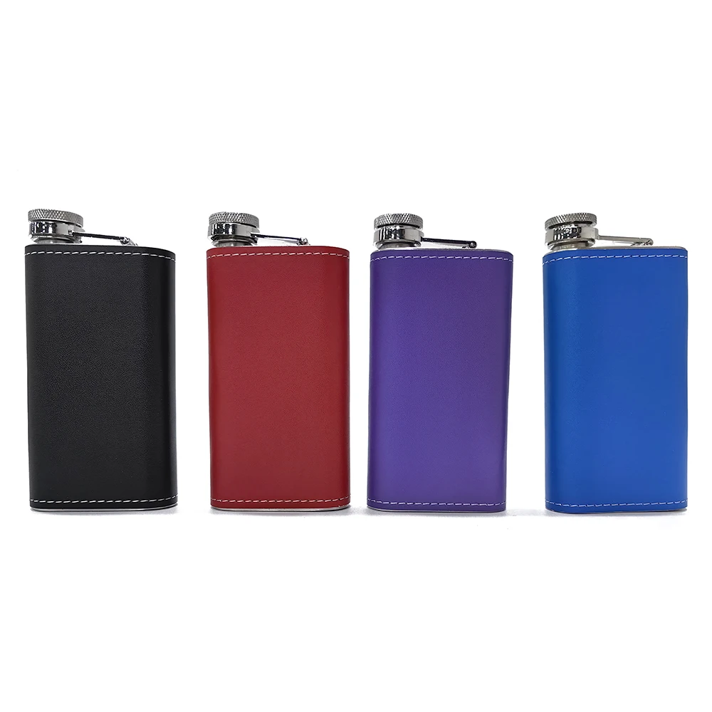New Arrival Leakproof Portable 5 oz Full Grain Leather Wrapped Stainless Steel Wine Whiskey Hip Flask for Travel Camping Picnic