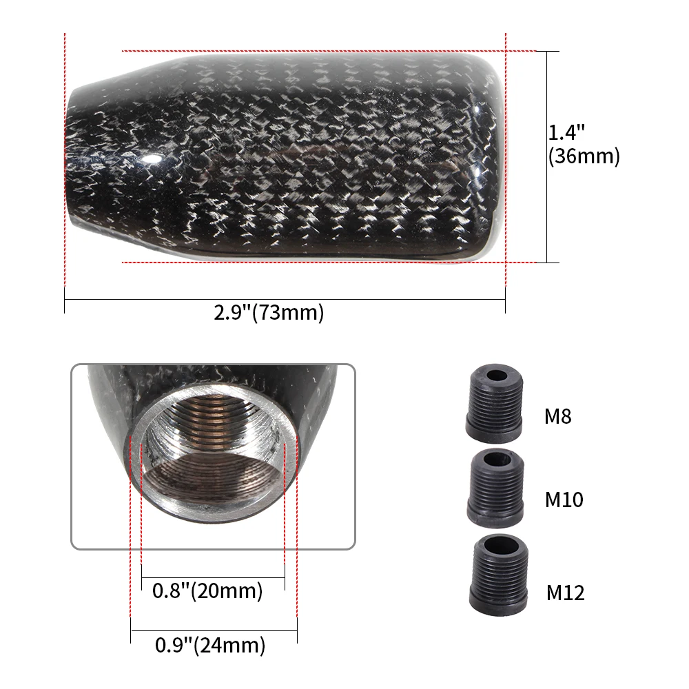 Universal Manual Automatic Car Racing Long Carbon Fiber Shifter Lever Gear Shift Knob Customs Shift Knobs