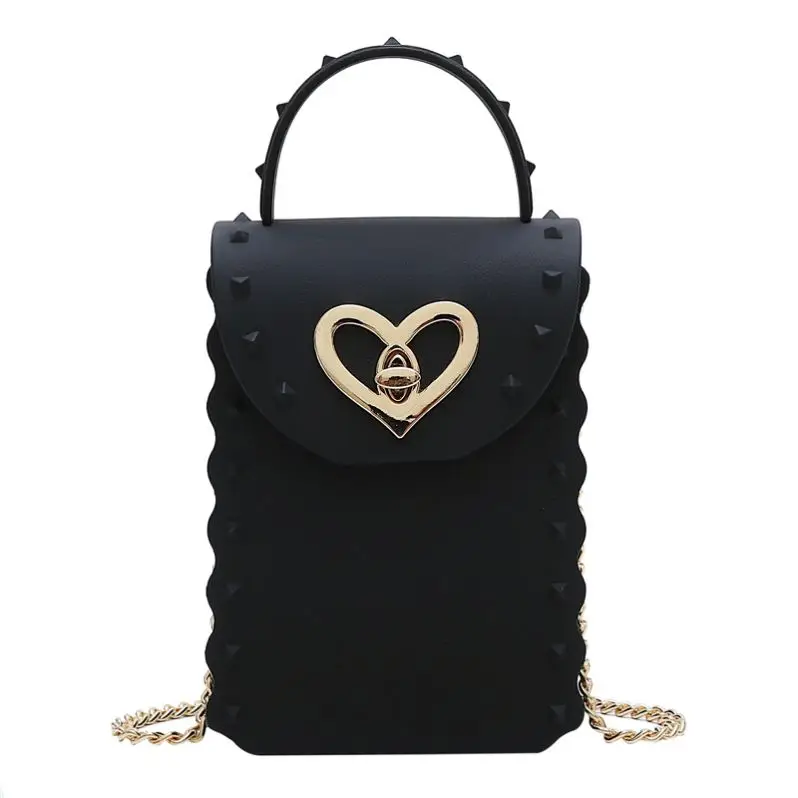
Новинка 2021, модная маленькая железная сумка через плечо из ПВХ с замком в форме сердца, сумка-мессенджер для телефона 