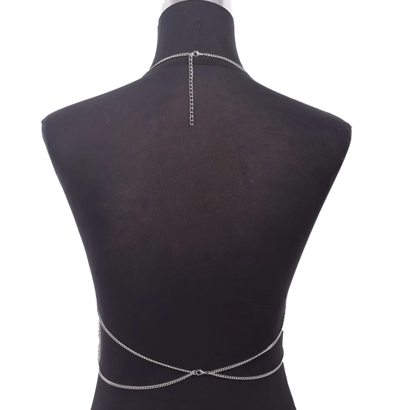 Цепочка для бюстгальтера с блестками серебряные украшения тела