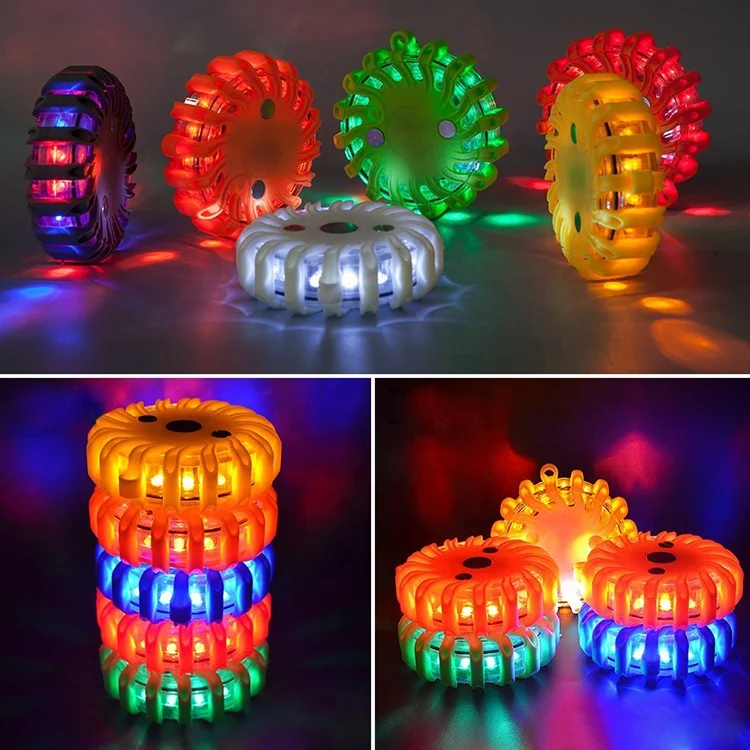 6 Pack 16 LED Car Emergency LED Safety Light Warning Beacon Lamp Rechargeable Road Flares For Traffic Truck Alert Road Hazard