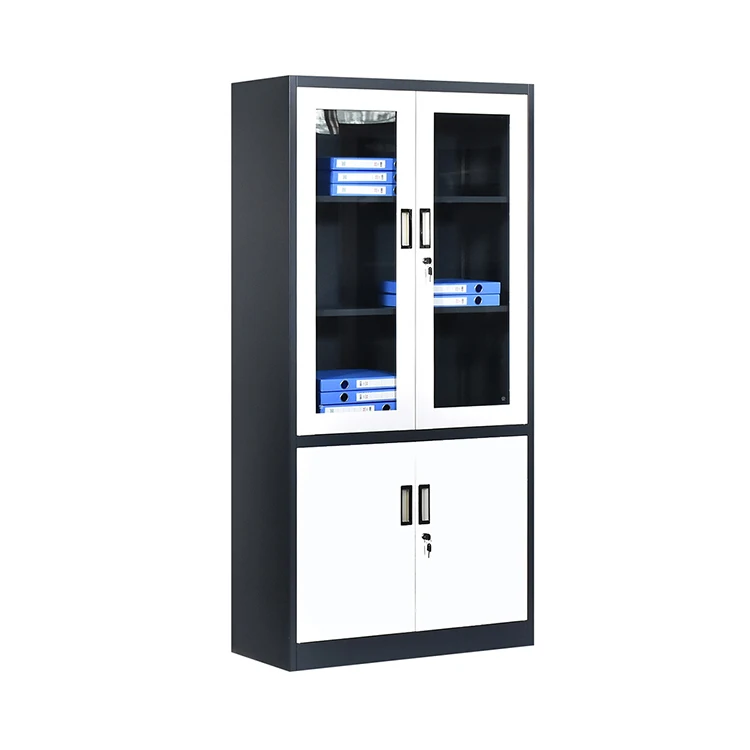 Customized Modern Durable and Spacious Big Metal Cabinets for Office Storage with glass door