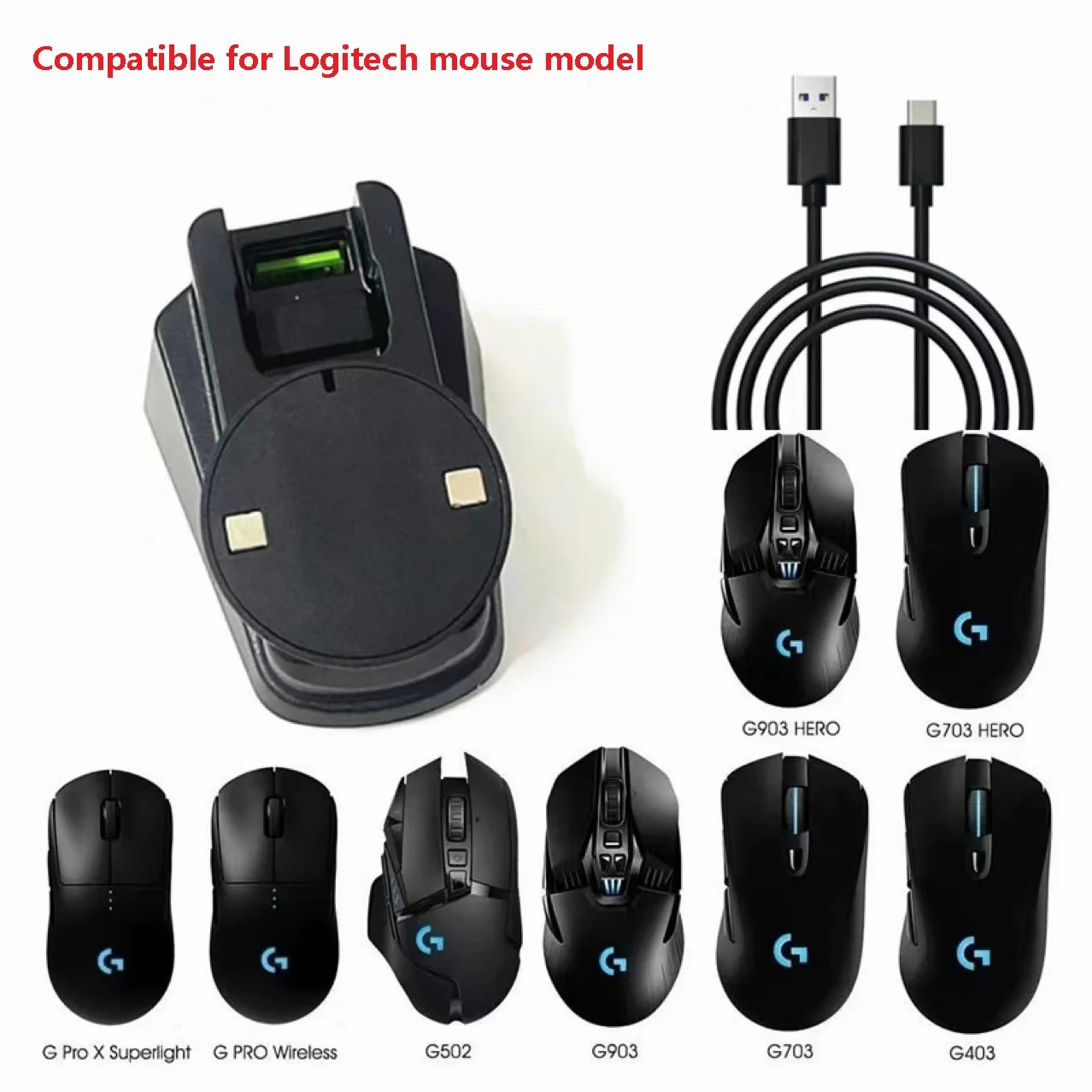 Mouse Charger For Logitech G Pro X /G703/G502/G903/G Pro Wireless Gaming Mouse RGB Charging Stand for Logitech and  Razer Mouse