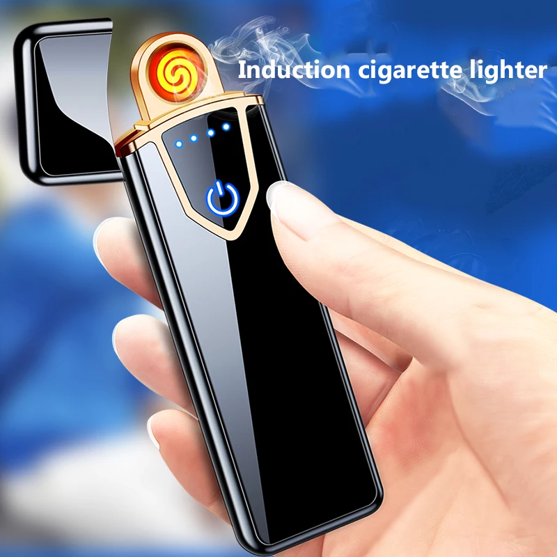 Creative Ultra Thin Fingerprint USB Charging Lighter Environmental Protection Electronic Cigarette Lighter Gift