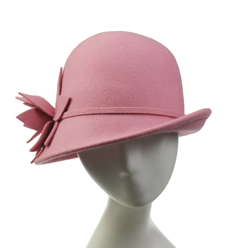 Женская шерстяная фетровая сумка-мешок Кентукки Дерби шляпы-колокол в форме шляпы из сатина с украшениями в виде цветов и с галстуком-бабочкой, праздничное платье из органзы, свадебное платье шляпа Свадебные флоппи шляп