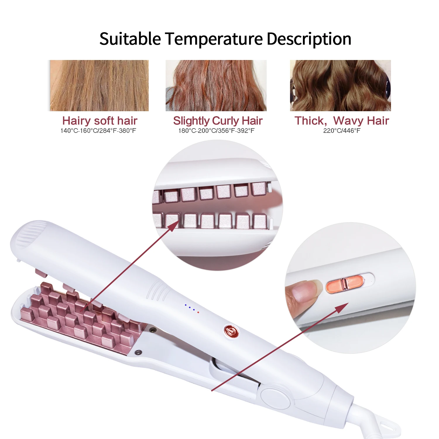 Professional Volumizing Hair Iron 2 in 1 Increase Hair fluffy iron Ceramic Auto Shut-Off Lasting Volume hair crimper for volume
