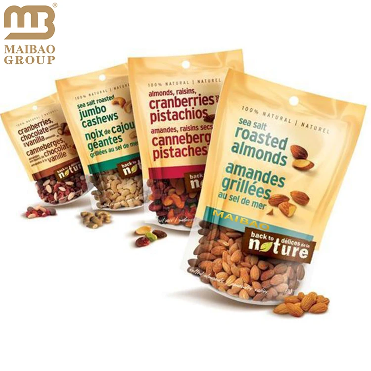 Custom Printed Reusable Dry Fruits Packaging Bags Resealable Food Kraft Paper Bags For Nuts Cashew Mango Ziplock Pouch With Logo