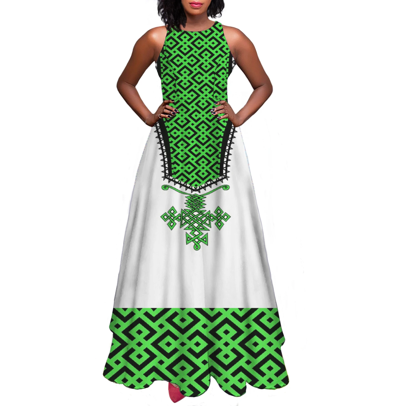 New Fashionable Girl Summer Dress Wholesale Custom Ethiopia Design Ethiopian Dress For Women Hot Sale Plus Size Maxi Dress