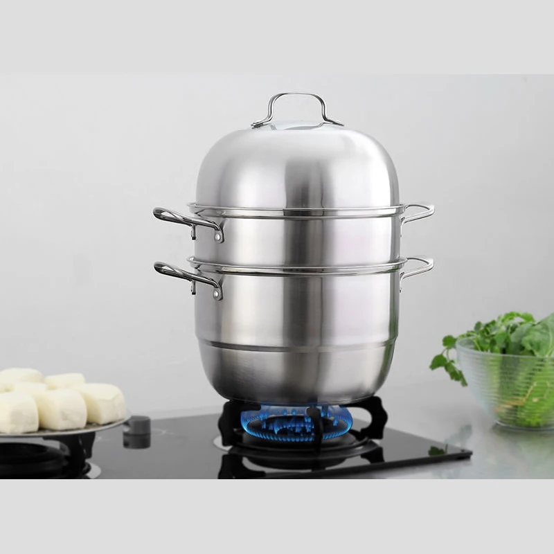 28 / 30 / 32 / 34  CM Three- Layer Steamer Steamer Cooker Stainless Steel Steamer Pot Steaming Food Couscous Home Using Cookware