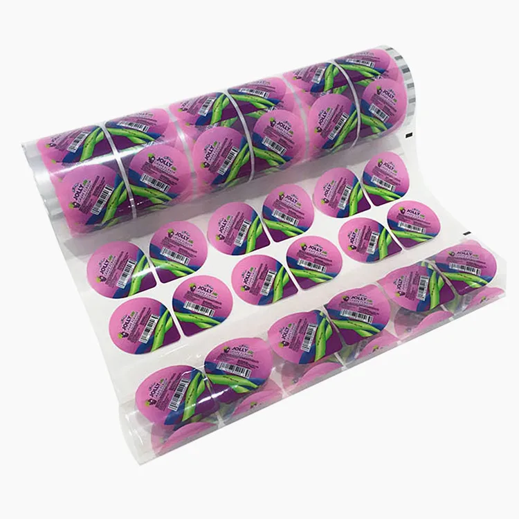 Recyclable plastic cup sealing film bubble tea sealing film roll vivid print peelable transparent jelly lidding film roll