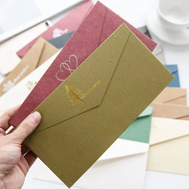 Custom Size Color Hot Sale Wish Card Paper Bag Biodegradable Beautiful Pearl Paper Colorful Envelope With Ribbon Bow