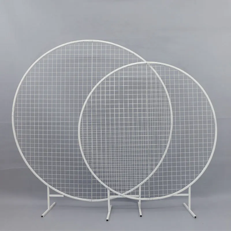 New wedding round grid arch wedding background grid screen Sen wrought iron grid round balloon decoration