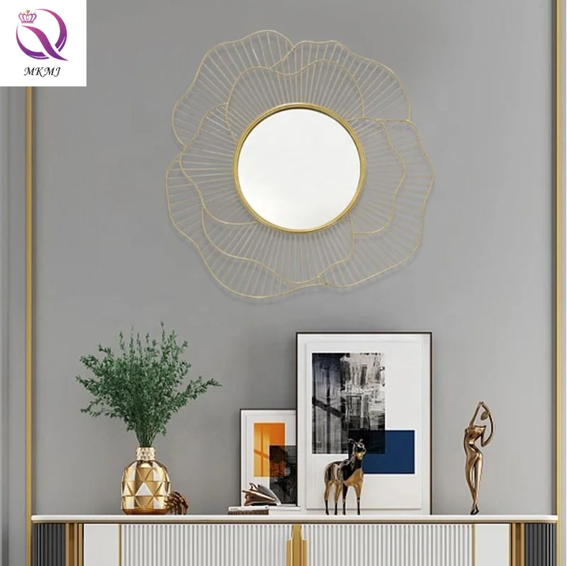 Modern Simple Wall Gold Iron Decoration Hanging Fashion Creative Interior Decoration Circular Wall Mirror