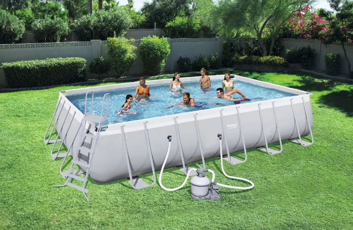 bestway 56471 6.71m*3.66m* 1.32m mobile outdoor frame swimming pool set steel above ground frame pool
