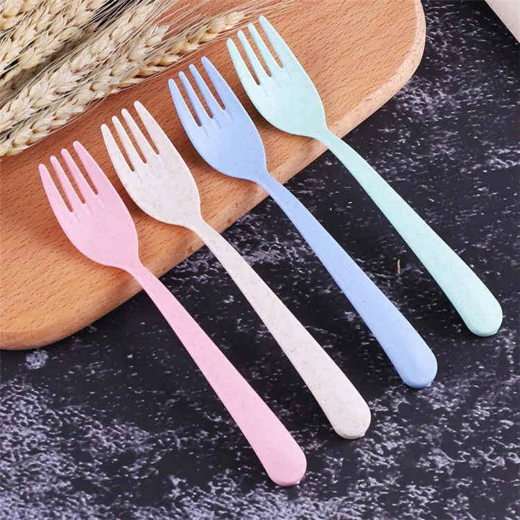 Eco Friendly Reusable Wheat Straw Camping Travel Fork Knife Spoon Flatware Cutlery Set with Box