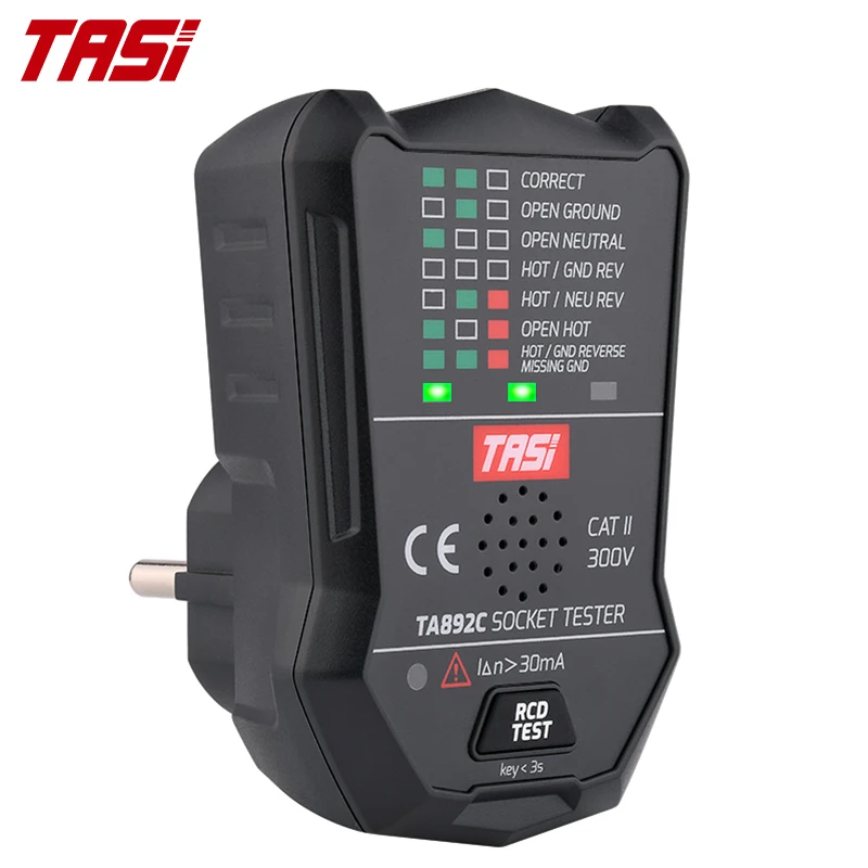 TASI TA892C 175V~250V Voltage Tester Voice RCD GFCI EU Plug European Wall
