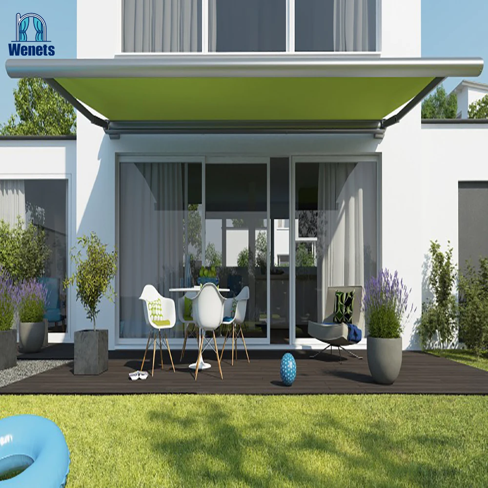 Factory Wholesale Motorized Waterproof durable outdoor awning with LED Lighting Retractable Awning retractable roof pergola