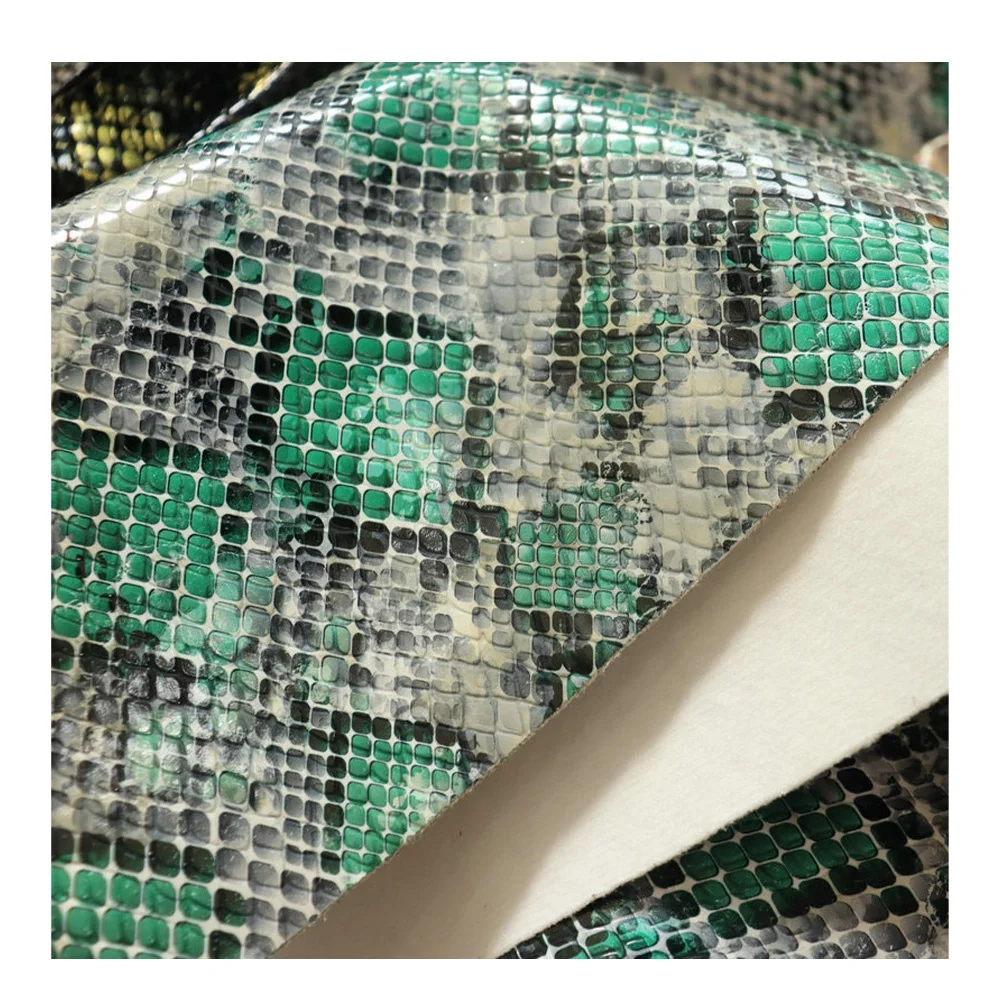 Python Printed PU Leather  Snake Embossed Faux Synthetic PU Leather For Handbag