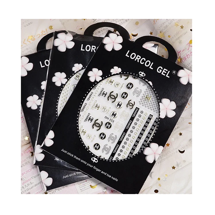 New Popular Adhesive Nail Art Decals Brand Logo Nail Stickers Nail Art Salon Decoration