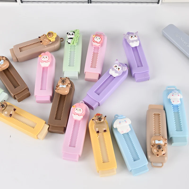 School Supplies Cute Cartoon Student Stationery Kawaii Push-Pull Student Pencil Eraser Less Debris