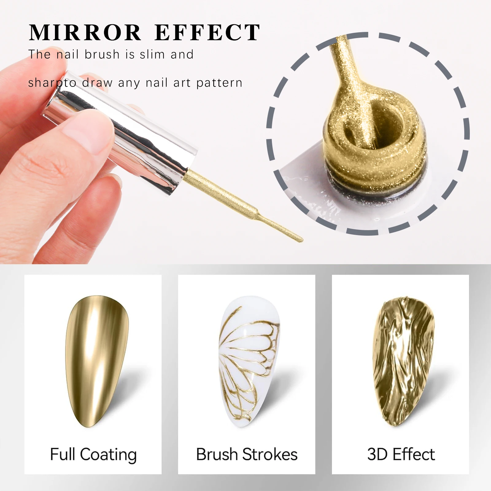 Factory Wholesale Hot Sale 10ml Nail Metal Wire Glue Gold Silver Metal Wire High-Density Hook Edge Color Painting Metal Glue