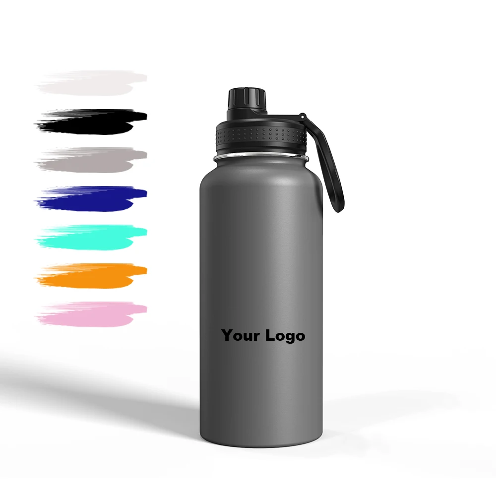 32OZ Amazon Hot Seller Hydro Bottle Flask Wide Mouth Straw Lid  Stainless Steel Reusable Water Bottle Vacuum Insulated