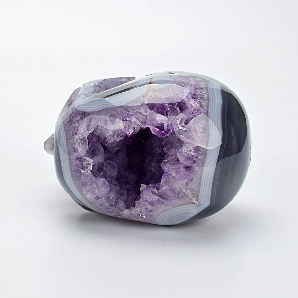 Wholesale hand carved agate amethyst crystal cave skull amethyst geode cluster levensgrote kristallen schedel Crystal Healing